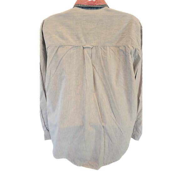 Vintage M embroidered chambray scarecrow farm  long sleeve graphic button up+ - Picture 4 of 7